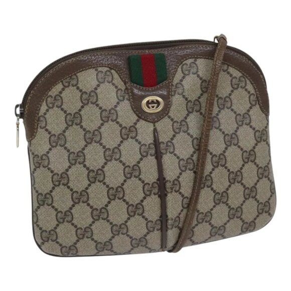 GUCCI GG Supreme Web Sherry Line Shoulder Bag PVC Beige 904 02 047 Auth 91756 - Picture 1 of 15
